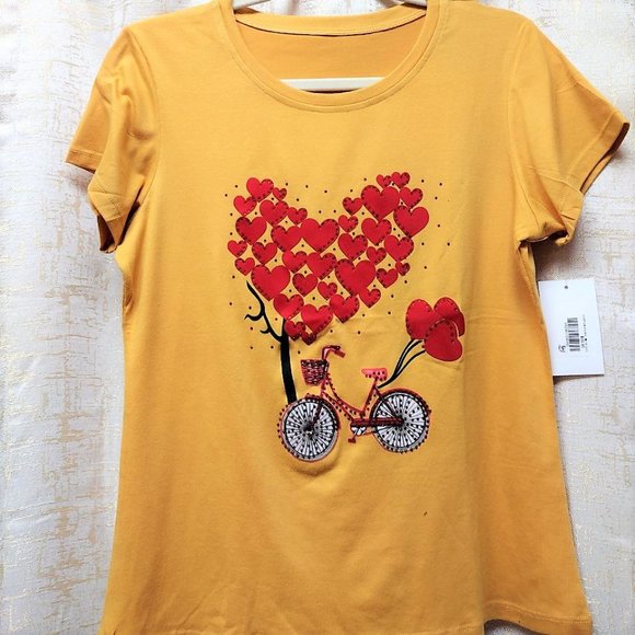 Biking with love, Rhinestone, HANDMADE, Ladies Tee, Bling T-Shirt, Perfect Gift. - Picture 3 of 4